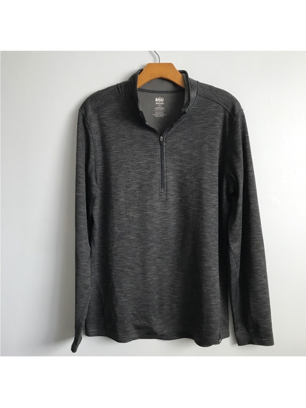 REI QUARTER ZIP GRAY LONG SLEEVE MENS PULLOVER MEDIUM